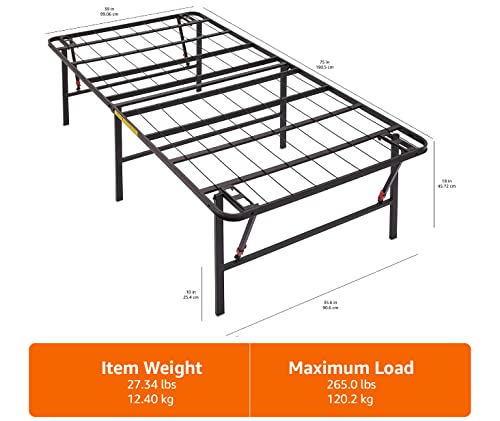 Amazon Basics Foldable Metal Platform Bed Frame With Tool Free Setup, 18 Inches High, Twin, Black #TOP2