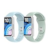 KeeFos 2 Pezzi Cinturino e Banda per Huawei Band 11/Huawei Band 11 Pro, Silicone Morbido Leggero Chiusura Inversa, Antiscivolo, Regolabile Traspirante, Ricambio Uomo Donna-Azzurro Chiaro+Verde Salvia