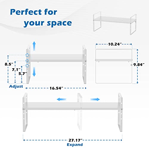 Gneous Greal Kitchen Countertop Organizer Expandable Cabinet Shelf Storage Rack Heavy-Duty Organization And Storage For Pantry Cabinet Kitchen Bathroom Bedroom, White, Set Of 3 #TOP6