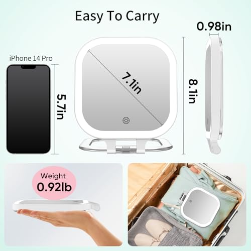 Espejo de maquillaje recargable portátil 7" con luz y aumento 30X miniatura 2