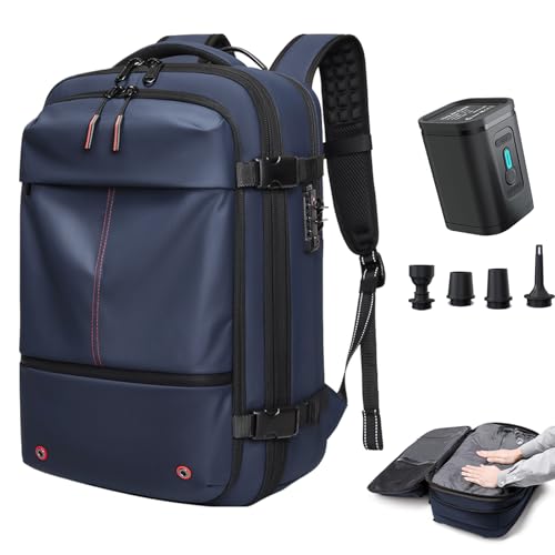 Somago Vacuumable Backpack Expandable Water-resistant Travel Bag with Air Pump TSA Lock Anti-thief Pocket