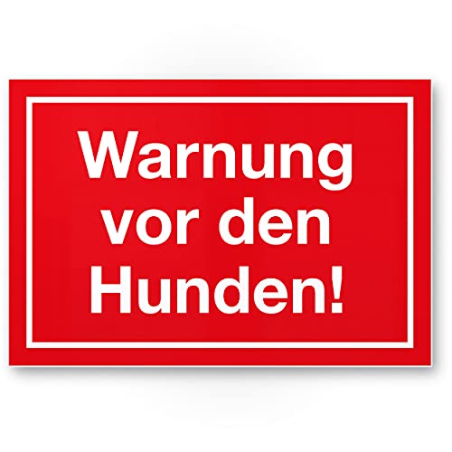 Komma Security Warnung vor Hunden - Hunde Schild Hinweisschild Gartentor Gartenzaun - Türschild Haustüre Warnschild Abschreckung Einbruchschutz - Achtung Vorsicht Hund