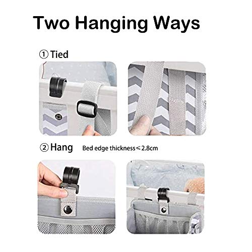 Tofoan Hanging Diaper Caddy, Baby Bed Hanging Organizer, Nursery Organization Baby Diaper Holder, Diaper Stacker Storage For Crib, Playard, Changing Table Or Wall (Gray&White) #TOP5