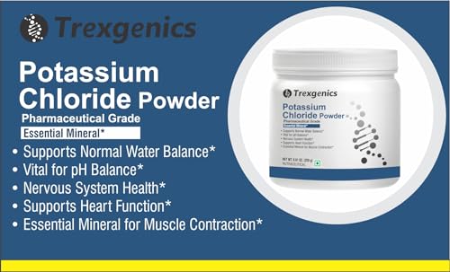 Trexgenics POTASSIUM CHLORIDE POWDER (250 gram / 8.81 Oz) KCL Essential Mineral (Pack of 1)