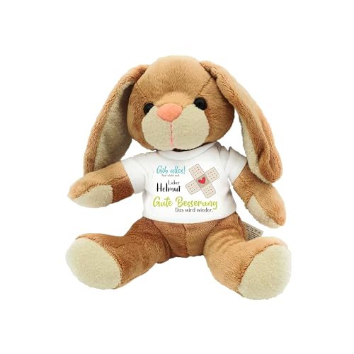 Kilala Kuscheltier Hase klein, Gute Besserung Plüschtier, mit Wunschname personalisierbar, Pflaster mit Herz, Geschenk für Erkrankte Freunde Familie