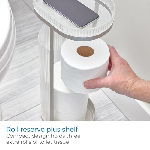 iDesign Toilet Paper Stand with Tray – Elemental Fusion – Clear/Satin Gray by iDesign - Image 3