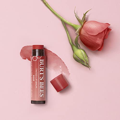 Burt's Bees 100% Natural Tinted Lip Balm, Rose With Shea Butter & Botanical Waxes, 0.15 Oz #TOP12