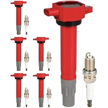 Ignition Coil Pack UF502 and Spark Plugs 7781 Fit for Chrysler 300 Sebring Pacifica Town & Country, Dodge Avenger Charger Magnum Nitro Grand Caravan Journey 2006 2007 2008 2009 2010, 6Pcs Red