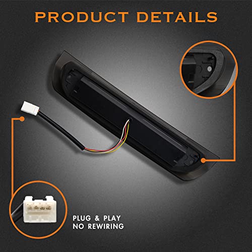 Image of Third 3rd Brake Light, LED High Mount Stop Light Replacement for 2002 2003 2004 2005 2006 2007 2008 Dodge Ram 1500, 2003-2009 Dodge Ram 2500 3500, Rear Center Cab Roof Tail Cargo Lamp