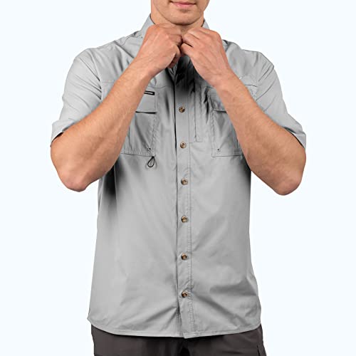 Kastking Rekon Men's Fishing Shirts, Well Made, Quick-Dry Short & Long Sleeve Hiking Beach Shirts For Men, Breathable Sun Protection, Light Gray #TOP5