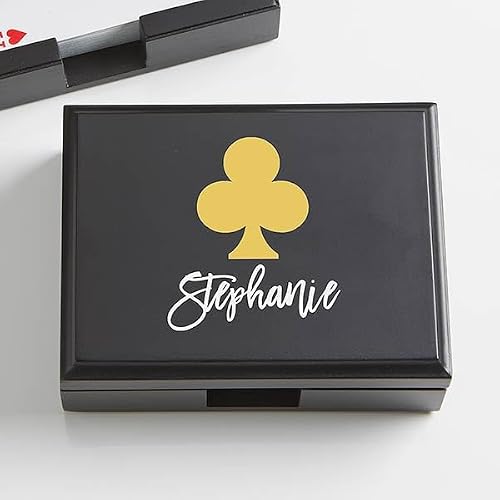 Personalization Universe Contemporary Style Personalized Wood Playing Card Box