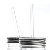 Set of 2 Shiny Stainless Steel Mason Jar Lids with Straws for Small Mouth Jars