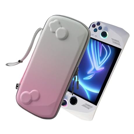 UYIYE Cute Carrying Case for ASUS ROG Ally X/ROG Ally,Beige Pink Gradient