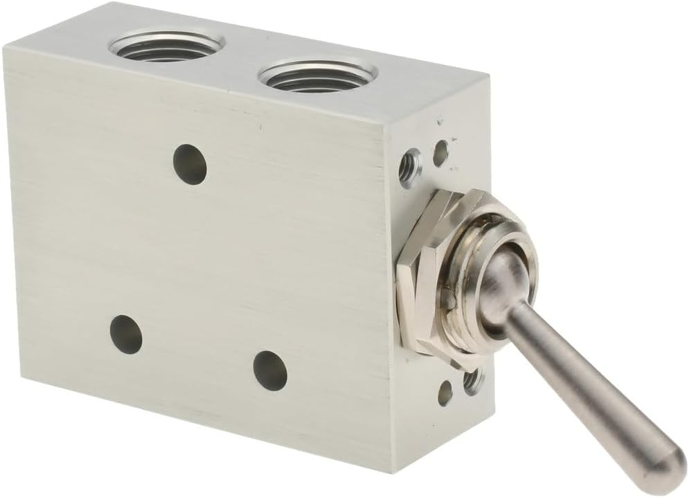 PRO SOURCE Miniature Manual Toggle Mechanical Valve: 1/8 NPT, 5-Way, 2-Position