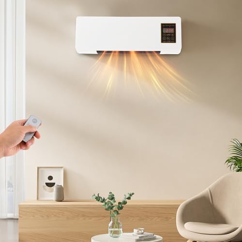 Wall Mounted Electric Heater 1400W PTC Fast Heating With Remote Control 1 6 Hour Timer Adjustable Temperature For Bedroom Office Indoor Use 118 215 Sq Ft Coverage by POIOKLJRE - Image 5