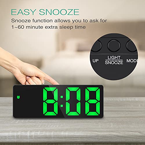 Jxtz Digital Alarm Clock, Alarm Clocks Bedside With Big Led Temperature Display, Bedside Clock With Usb/Battery Powered, Snooze, Date, Time, 3 Adjustable Brightness, Voice Control #TOP3