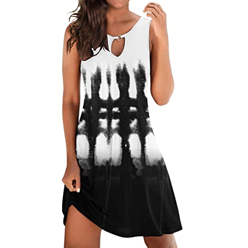 Robe d'été courte col en V motif tie-dye et fleurs pour femme