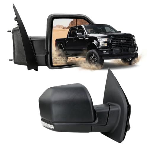 Lqito Right Passenger side Mirror with Power Glass,Heated, Puddle Lights,Clearnce Lamp and Manual Folding Fits 2015-2020 Ford F150 Replace FL3Z17682DC (9 Pins) by Lqito - Used condition - US$110.99