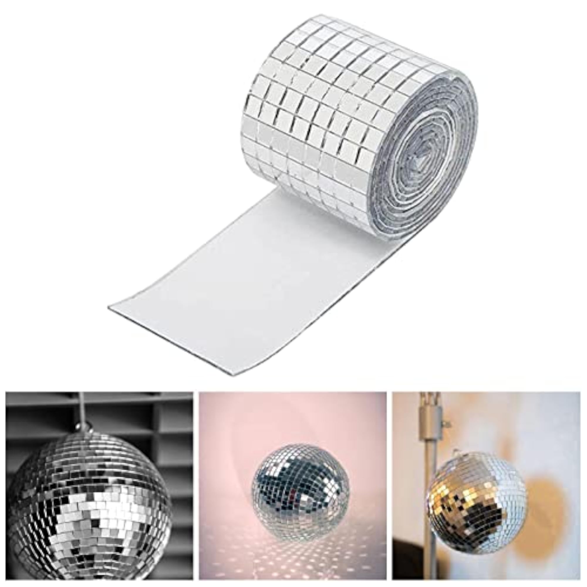 Mini Disco Ball Mirror Mosaic Tiles for Crafts, Self-Adhesive