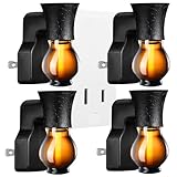 Earffloz Refillable Plug in Oil Diffuser, 4 Packs Blank for DIY Air Freshener Home Scent, Work w/Aromatherapy Essential Oil, EO+Water, Fragrance Refill for Plugins (4 Polarized Plug+4 Glass+4 Wick)
