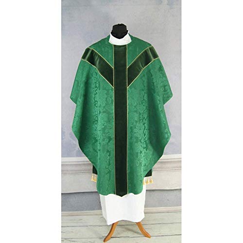 Vestment Green - Traditional Semi Gothic style Chasuble with a matching stole, Vestments for Priest, Catholic Vestments, Liturgical Chasuble.2
