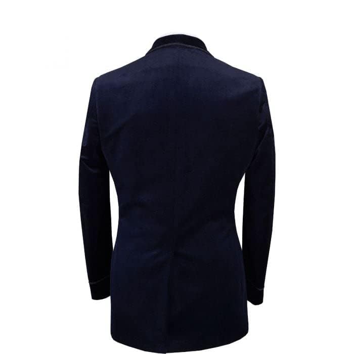 Men's Velvet Blazer Shawl Lapel One Button Velour Suit Jacket Tuxedo Jackets Navy Blue for Wedding Prom Party Dinner Coat2