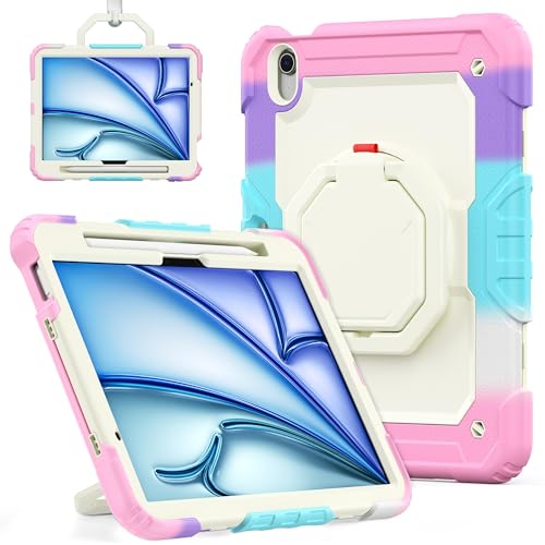 Coque iPad Air 11 2024 antichoc rose idéale pour les déplacements professionnels