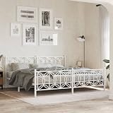 vidaXL Estructura Cama Metal con cabecero y Estribo Blanco 200x200 cm, armazón de Cama, Cama de Matrimonio, Cama, Cama Doble, Marco de Cama