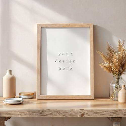 8.5x11 Oak Wood Picture Frame - Minimalist 8.5x11 Picture Frame with Mat Display 2Pcs 5x7 Photos, 5x7 Picture Frames Wood, Natural Solid Wooden Picture Frames(1 Pack, Beige)