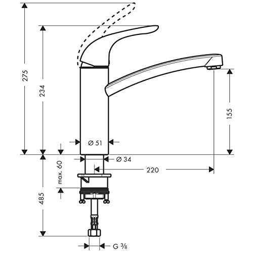 hansgrohe Küchenarmatur Focus M41 (Wasserhahn Küche mit 360° Schwenkfunktion und hohem Auslauf 160mm) Chrom - Image 4