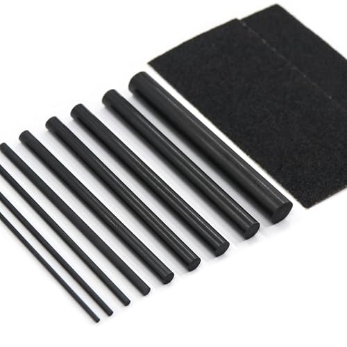 FishTrip Fishing Rod Repair Kit Complete,10pcs Carbon Fiber Sticks with 5pcs Sandpaper, Pole Building Kit for Saltwater Freshwater Spinning Casting Rod (Small Size)
