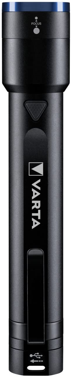 VARTA Lampe Torche LED & Power Bank (2600mAh), rechargeable, Night Cutter F30R Premium, lampe de poche avec 4 modes d'éclairage, incl. câble de charge Micro-USB, résistante aux éclaboussures, noire