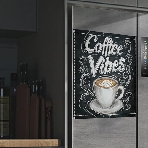 Image of Coffee Cup Words Dishwasher Magnets Decorative Cover,Coffee Vibes Magnet Fridge Panel Decal for Home Kitchen Decor,23x26 in