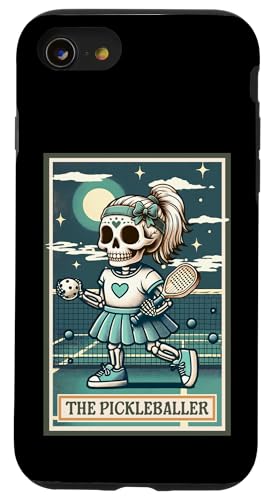 Carta Spooky Halloween con scheletro e donna, The Pickleball Player Custodia per iPhone SE (2020) / 7 / 8