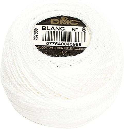 3 Hilos de algodón perlado DMC 116/8 tamaño 8, 87 yardas en colores negro, blanco y crema miniatura 5