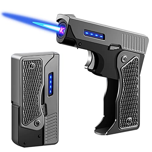 Electric Lighter, Switchable Butane Fuel Torch Jet Flame Lighter Electronic Arc Lighter Refillable Butane Lighter 2 In 1,Windproof Plasma Usb Rechargeable Lighter (Without Butane Gas)-Black 1 #TOP2