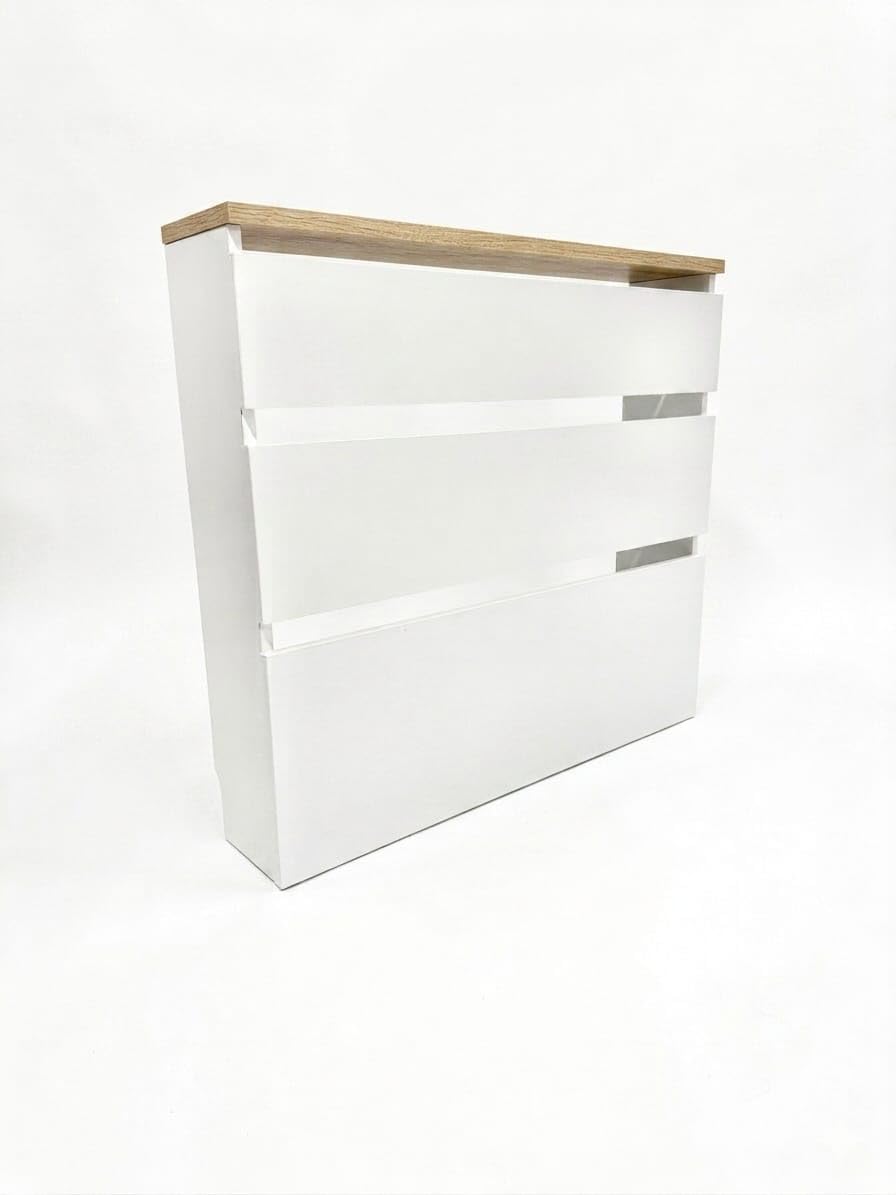 Cubre Radiador Blanco/Roble Moderno Modelo Hermes | Mueble Cubreradiador en Kit de Fácil Montaje | Melamina de Alta Resistencia al Rayado | Medidas 60cm / 90cm / 120cm / (120x83,5x19,5)