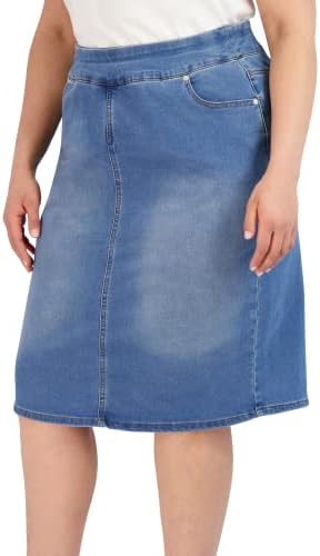 Pull On Knit Denim Skirt for Women w/Pockets & Comfort Waist Band www.denim.fit 5 Pull On Knit Denim Skirt for Women w/Pockets & Comfort Waist Band www.denim.fit 5