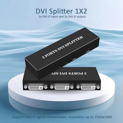 Divisor DVI 1X2 Duplicador de Señal de Entrada a Dos Salidas de Vídeo Digital 3