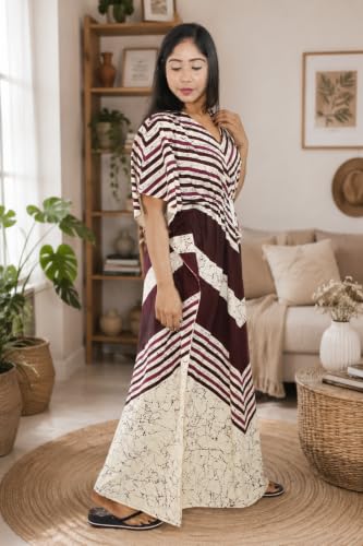 Image of Pure Cotton Indonesian Kaftan Nighty Full Length | Breathable material