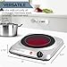 OVENTE Countertop Infrared Single Burner, 1000W Electric Hot Plate with 7” Ceramic Glass Cooktop, 5 Level Temperature Setting & Easy to Clean Base, Compact Stove for Home Dorm Office, Silver BGI101S