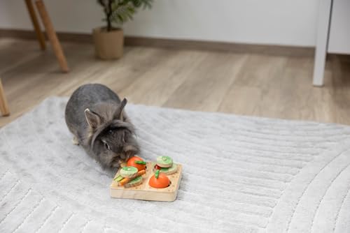 Kerbl Pet Denk- und Lernspielzeug Veggie, 15x15x6 cm, Kaninchenspielzeug, Hasenspielzeug, Nagerspielzeug, Holz, Kaninchen, Hasen