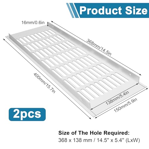 Grille aeration reglable aluminium 400 x 150 mm extérieure 2 pcs