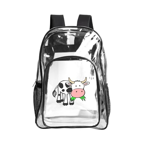 Sac à livres transparent imprimé vache en PVC robuste pour la plage et le sport