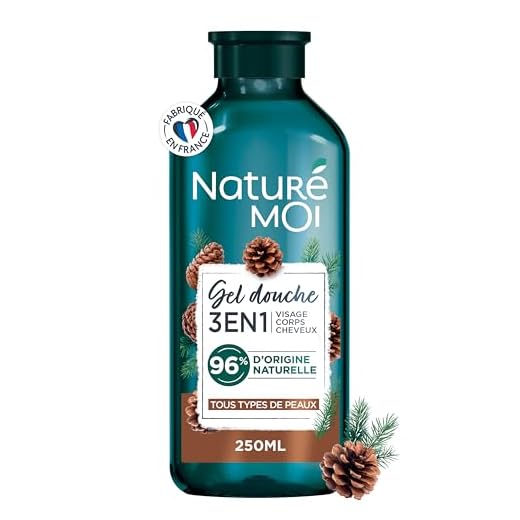 Naturé Moi - Gel Douche 3 en 1 - Visage, Corps, Cheveux - Hydrate et Nourrit - Tous Types de Peaux - Pin Maritime Bio - 96% d'Origine Naturelle - Formule Biodégradable - 250 ml