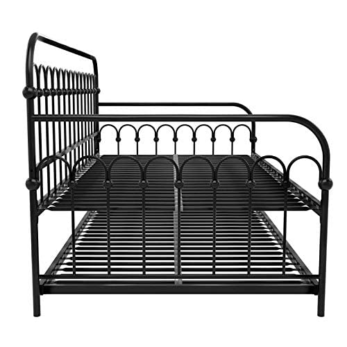 Novogratz Bright Pop Twin Metal Daybed And Trundle, Stylish & Multifunctional, Built-In Casters, Black #TOP5