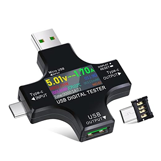 Type-C Usb Voltmeter, Lcd Screen Digital Volt Meter&Amphere Meters, Plug & Go Usb Watt Power Tester For Cable&Charger Speed Tester, Power Bank Capacity Dc 3.6-30V/0-5.1A