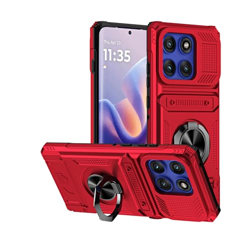 Protection intégrale Motorola Edge 60 Pro robuste avec étui rouge rigide