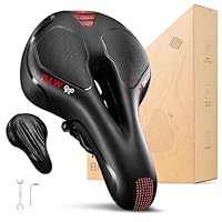 YOUNGDO Fahrradsattel, Gel Fahrradsitz, breiter, weicher, komfortabel atmungsaktiv stoßdämpfend, Ergonomisch Fahrrad Sattel mit wasserdichte Abdeckung