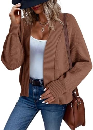 Dokotoo Women's 2025 Trendy Casual Open Front Long Sleeve Chunky Warm Cardigan Sweater